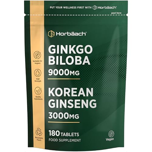 Horbäach - Ginkgo Biloba en Ginseng Tabletten | Hoge sterkte | 60 Tabletten