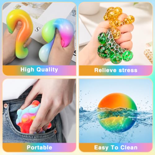 Image of Stress Balls 8 Pack for Adults and Kids, Squeeze Squishy Fidget Toys