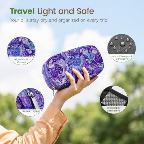 Image of Serfeymi Weekly Travel Pill Organizer 2 Times a Day AM PM Rainbow Pill Box