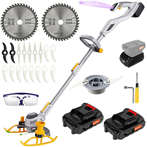 Cordless Electric Weed Eater (2 x 21V 2.0A Battery Powered ...