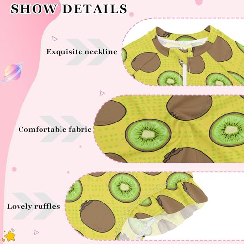 Kiwi Fruit Girls Long Sleeve Rashguard Swimsuit UV Protection One-Piece Swimwear Bathing Suit B04047294