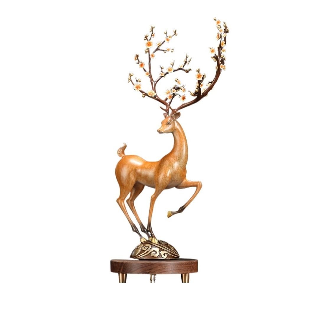 QINGGANG-0224 Desktop Decorations Personalized Light Luxury Deer Shape Home Living Room Porch Desktop Copper Ornaments Decoration