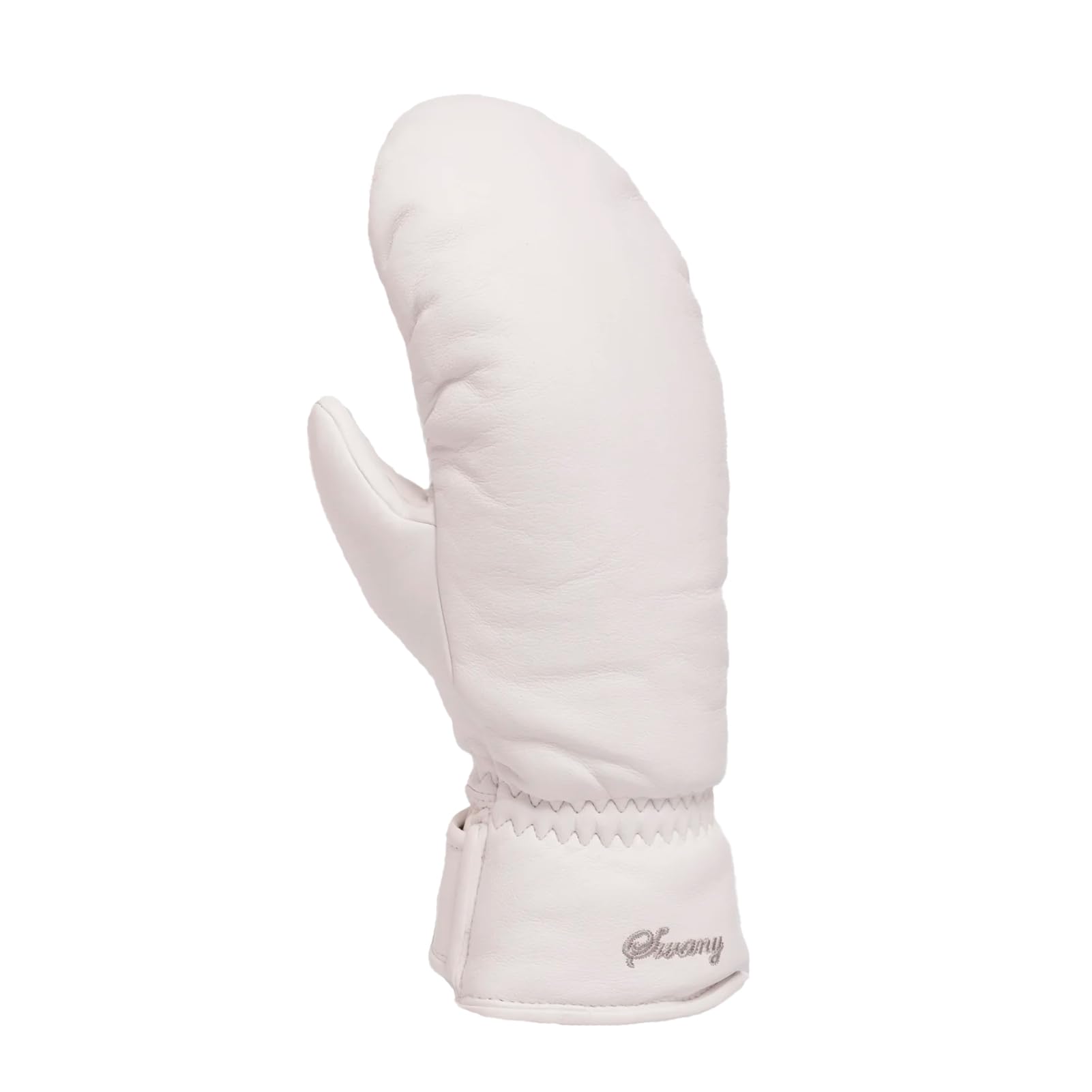 Swany Women's Ally Insulated Warm Durable Breathable Waterproof Winter Cold-Weather Leather Ski Mittens, White, Medium