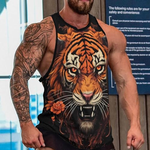 MARSVOVO Tank Tops for Men Animal Print Sport Tank Summer Sleeveless Workout T-Shirts Fitness Vest Athletic Undershirts2