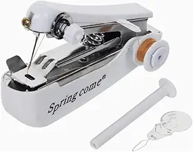 Mini Máquina de Costura Portátil Manual de Mão para Reparos Roupas Tecidos Cortinas Edredons Compacta e Leve