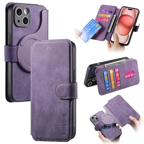 Étui portefeuille iPhone 12 Pro Max violet en cuir avec rabat magnétique et fentes cartes