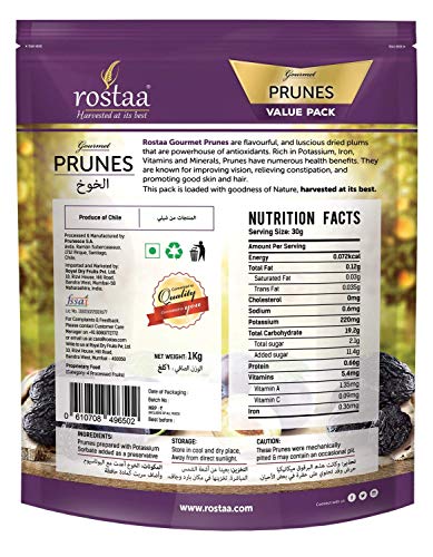 Image of rostaa Cash and Carry Prunes (1 Kg) -Pack of 2