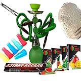 2 Hose Hookah Neon, 12' Height, Cute Shape only Assorted 1 Hookah include 25 foil Paper, Assorted 1 Flavor, Charcoal roll, 5 Tips, Tong, Assorted color, (2 Hose Same Like Picture & Assorted Flavor)