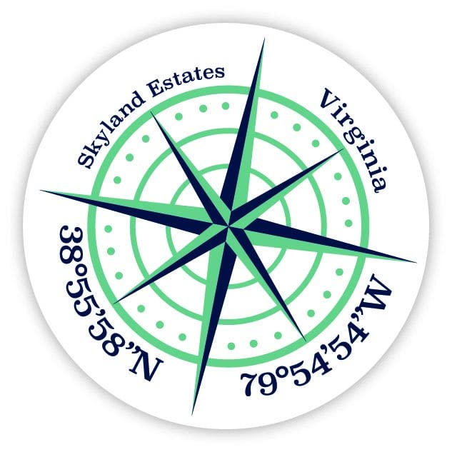 Skyland Estates Virginia 4-Inch Vinyl Decal Sticker Latitude Longitude Compass Design