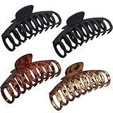 OWIIZI Large Hair Claw Clips for Women 4.3' Matte Leopard Jumbo Hair Clips Non-Slip Ponytail Barrette Strong Hold Claw Clips for Girls Long Thick Hair (4Packs)
