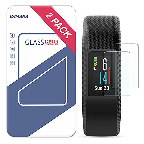 Garmin Vivosport Screen Protector, Wimaha 2 Pack Tempered Glass Screen Protector for Garmin Vivosport Smartwatch Ultra Clear Scratch Resistant Bubble Free