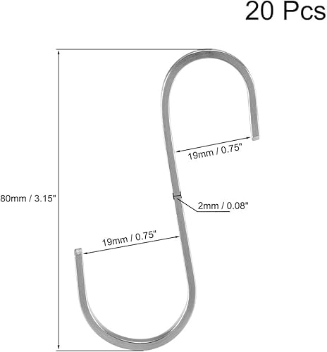 Miniatura 5 de uxcell Ganchos planos en forma de S de acero inoxidable de 3 pulgadas para cocina, baño, dormitorio, almacenamiento, oficina, exteriores, múltiples