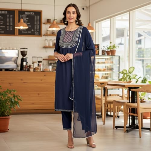 Image of ???? Women s Cotton A-Line Kurta Palazzo Set | Printed Ethnic Co-Ord Set for Office Wear & Festive Look | Comfortable Breathable Fabric Kurti Pant Set for Women, Regular Fit