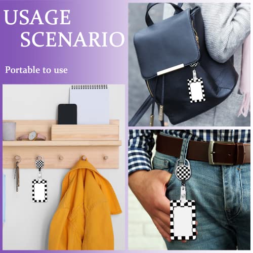 Onevenvi 2023-5-9 Checkered Lanyard With Id Holder, Black And White Lanyard With Id Holder, Checkered Id Badge Holder thumb #6