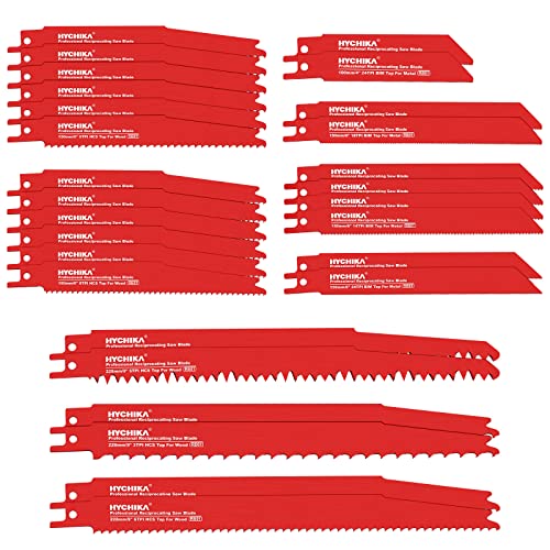 HYCHIKA 32-Piece Reciprocating Saw Blade Set Metal Wood Cutting Saw Blades with Organizer Case 32pcs Saw Blade