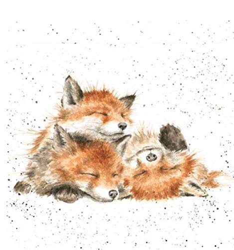 Wrendale DesignsWrendale Designs Fox Print on White Square Canvas 20 Centimetre The Afternoon Nap