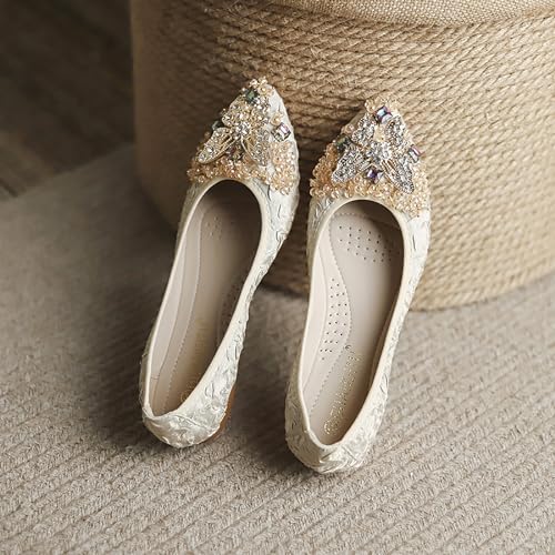 Women Ballet Flats Rhinestone Wedding Ballerina Shoes Foldable Sparkly Comfort Slip on Flat Shoes4