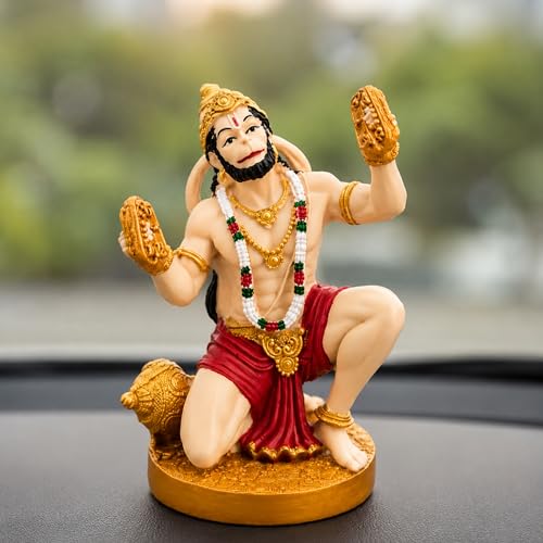 Image of UNOVATE Hanuman Idol for Car Dashboard - Hanuman Murti Standing for Pooja, Temple Showpiece, Decoration, Festivals and Gifting. (Golden Standing, 9cm)