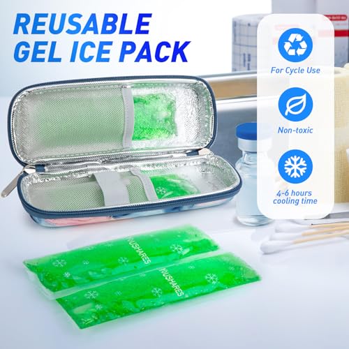 Image of YOUSHARES TSA Approved Ice Packs for Insulin Cooler Travel Case - Reusable Small Freezer Packs for Medications, (4 Pcs, Green)