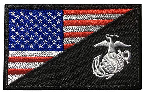 SpaceAuto USA American Flag w/Marine Corps USMC Military Tactical Morale Badge Patch 3