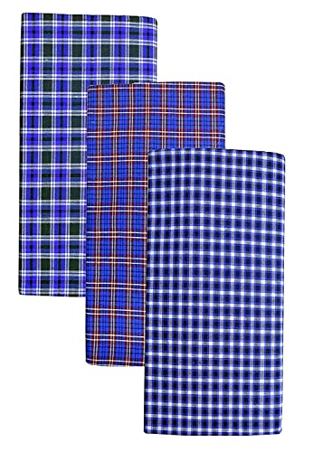 Craftopia Overseas Multi Color Cotton Printed Lungi for Men's, Combo of 3, Size-2meters (Lungis),Various Designs