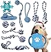 11 Stück Hundespielzeug Set,Robustes Welpenspielzeug blau Aus Reine Baumwolle,Hund Interaktives Spielzeug für kleine und mittelgroße Hunde,Robustes Zerrspielzeug Und Wurfspielzeug