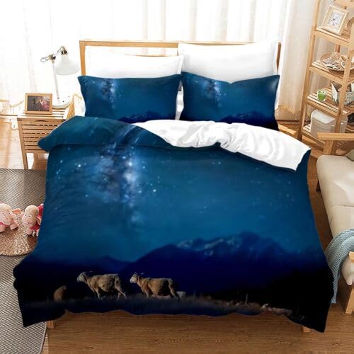 Housse de Couette 240 x 260 Décoration Mariage Lit Mouton Bleu Marine