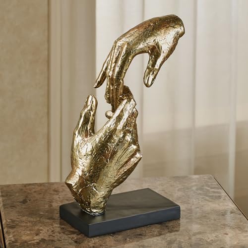 Escultura de manos amorosas dorada de resina, 11.5 in alto miniatura 2