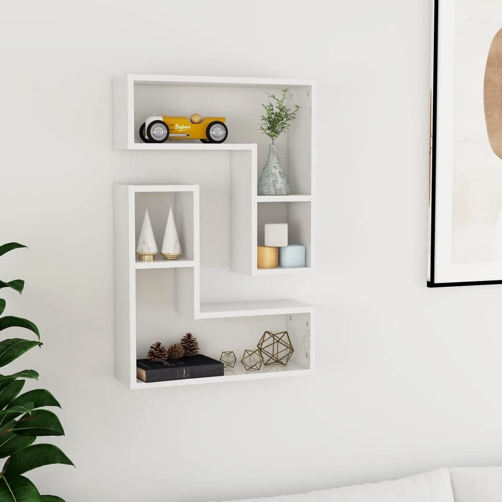 Estantería de pared de madera de ingeniería con acabado brillante resistente de dos piezas