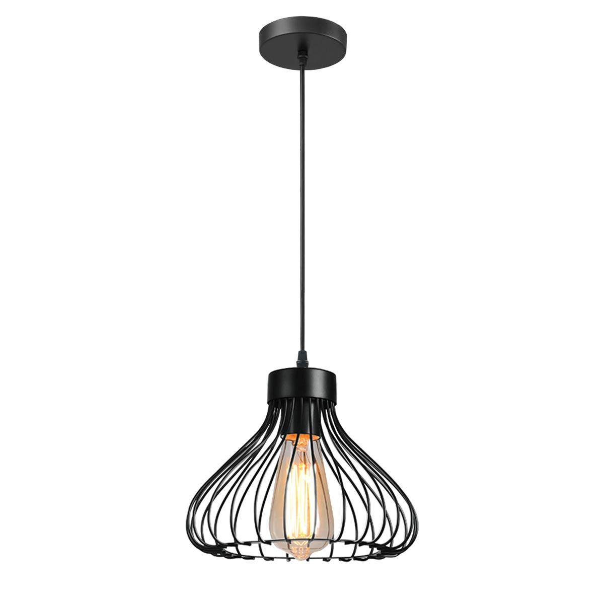 iDEGU - Lámpara de techo industrial para cocina, comedor, salón, dormitorio, bar, pasillo, restaurante, 23 cm, color negro (1 luz)