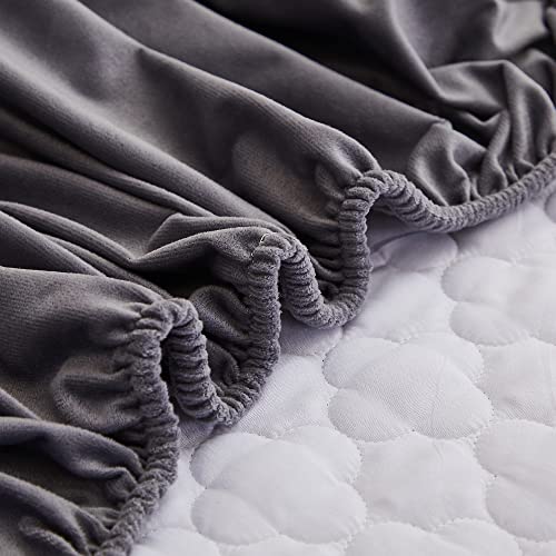 Pangzi Solid Flannel Plush Bedding Fitted Sheet,Velvety Soft Heavyweight Non-Slip Protective Cover For Bed Mattress (Twin, Gray) #TOP6