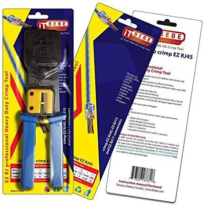 ITBEBE RJ45 Crimping Tool Made of Hardened Steel with Wire Cutter Stripping Blades and Textured Grips (RJ45 CRIMPER TURQUOISE)