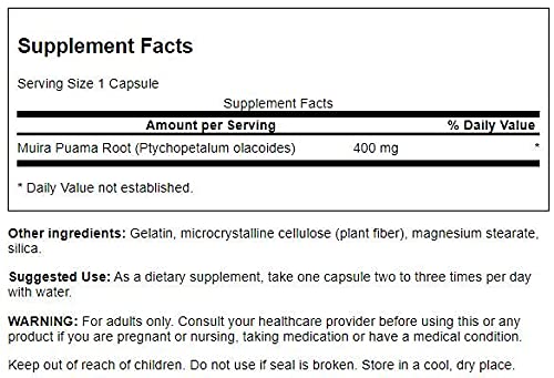Swanson Muira Puama Root Sexual Health Virility Libido Boost Support Men's Women's Supplement 400 Mg 90 Capsules #TOP1