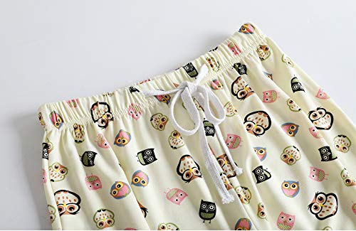 Ventelan Women's Cute Owl Printed Sleepwear Pajamas Leisure Comfort Nightgown, Beige, L (Usa Talla: 12-14) #TOP4