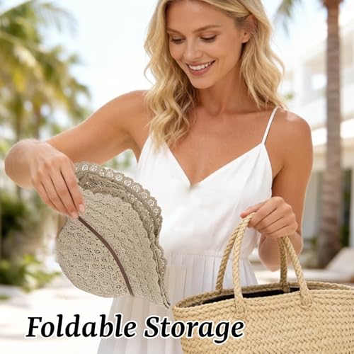 Sombrero playero femenino plegable de ala ancha miniatura 5