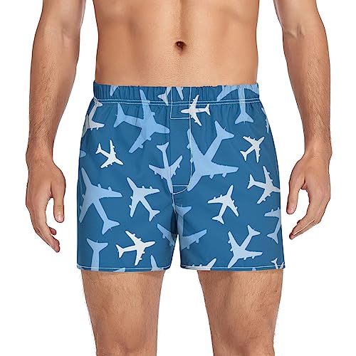 SUABO Men's Boxer Shorts Airplanes Men's Underwear Boxer Briefs Soft Boxers for Men Dad Gifts L