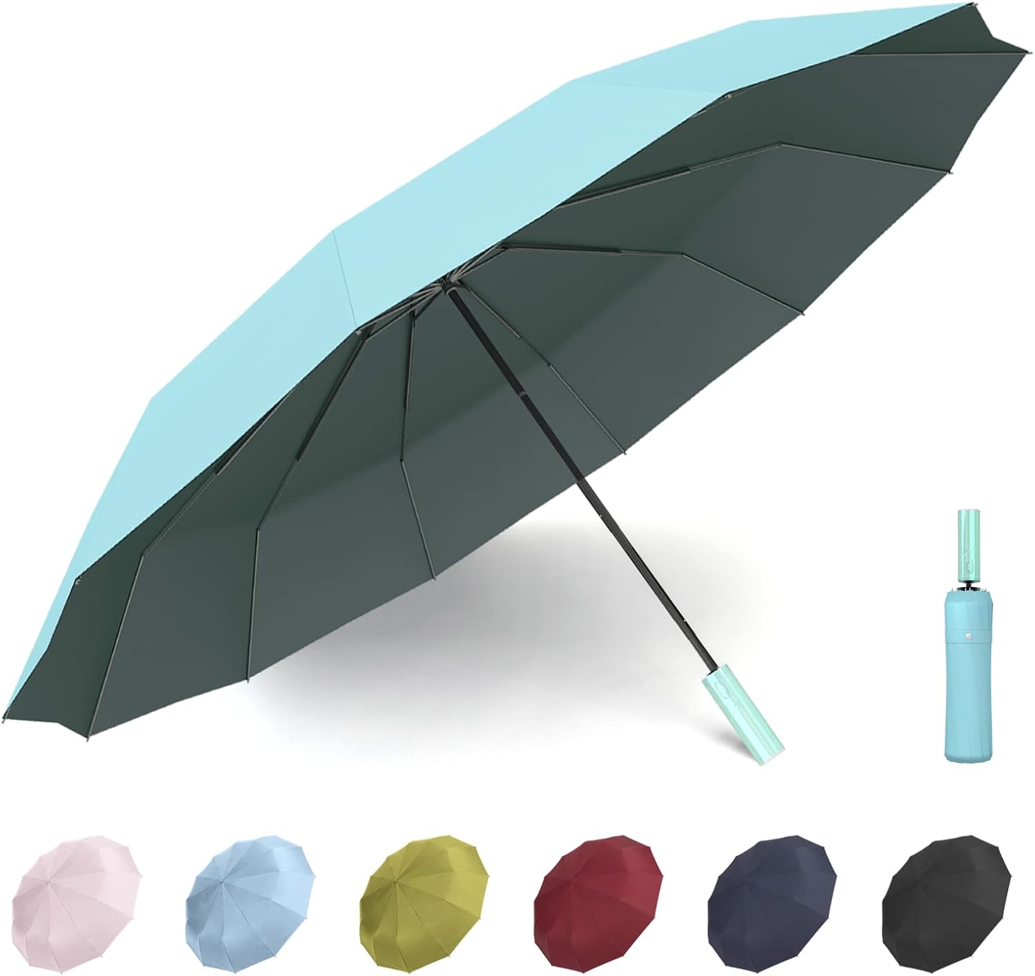 Mini Travel Umbrella Purse with Case Compact, Lightweight, UV Umbrella UPF 50+ Sun Protection, Windproof Portable Parasol for Women, Men & Kids