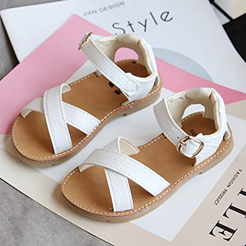 Baby Girls Leather Padded X-Strap Sandals Flat Soft Wide Shoes Toddler Kids Ankle Buckle P𝐞ep Toe Summer Sandals Comfy4