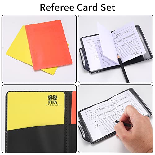 Schiedsrichter Karten Set, Sport Fußball Schiedsrichter rote und gelbe Karten mit Metall Trainer Pfeife mit Lanyard, Brieftaschen Ergebnisbögen, Bleistift für Sport Fußball Basketball Fußballspiel