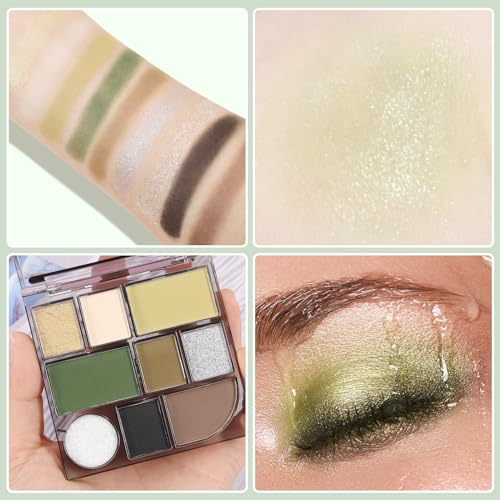 Boobeen Green Smoky Eyeshadow Palette, 9 Colors Eye Shadow Powder for Women, Matte Glitter Eyeshadow Makeup with Long Lasting Color - Image 5