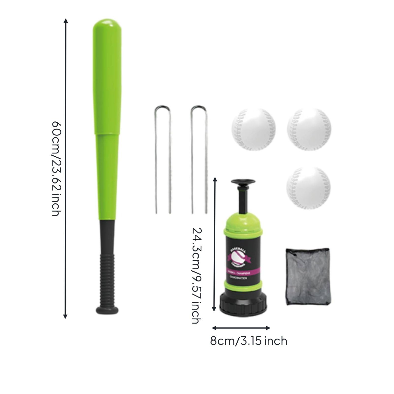 Gralara Kit Baseball con Mazza a Pressione Set Gioco Baseball con Palline Coordinazione Occhio-Mano per Dai 3 Anni in Su
