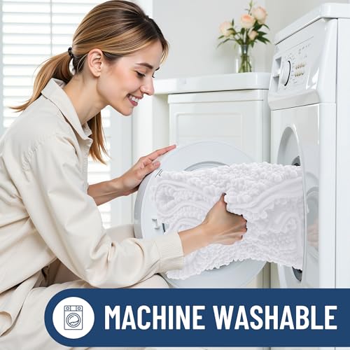 Image of Smiry Bathroom Rugs Mat 30x20, Extra Soft Absorbent Chenille Bath Rugs, Non Slip Rubber Backing Machine Washable Quick Dry Bath Mats for Bathroom Floor, Tub, Shower, Home Decor Accessories, White