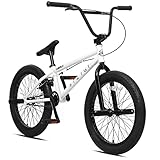 cubsala 20 Inch BMX Bike Freestyle Bicycles for 6 7 8 9 10 11 12 13 14 Years Old Boys and Beginner Riders, White with Black Tires