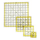 Quilting Rulers,Sewing Rulers,4 Piece Quilting Square Templates Yellow(2.5'X2.5',4.5'X4.5',6.5'X6.5',10.5'X10.5')