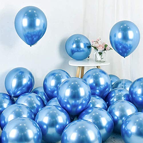 Image of Toyshine Blue Metallic Balloons for Party 50 pcs 12 inch Thick Latex balloons for Birthday Wedding Engagement Anniversary Festival Picnic Family Party Decorations-Blue