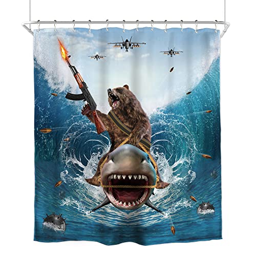 Image of Funny Cool Humor Shower Curtain Men Adults Ocean 60Wx72H Inch Decor