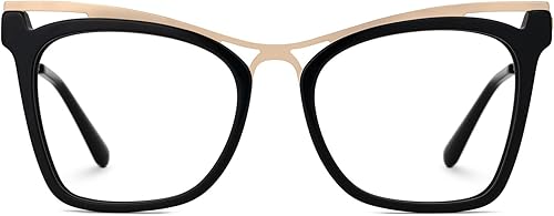 Zeelool Elegante gafas de ojo de gato de gran tamaño con lente transparente gafas de metal para mujeres Kaedra ZJGX520498