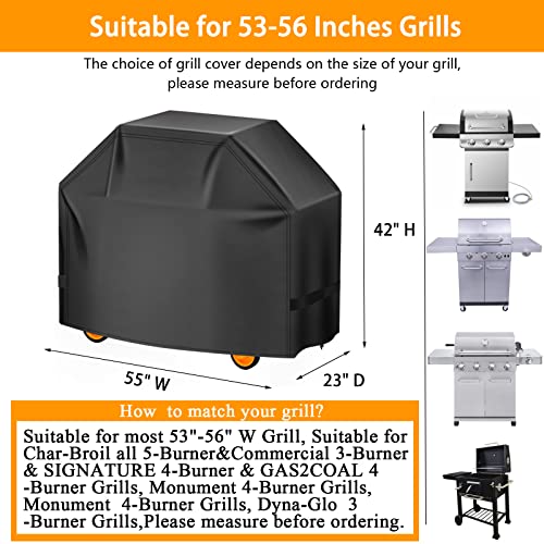 Image of Aoretic Grill Cover, 55 inch BBQ Gas Grill Cover for Outdoor Grill, Charbroil Grill Cover Barbecue Waterproof, Anti-UV for Weber Char-Broil Monument, Dyna-glo Nexgrill Spun Polyester