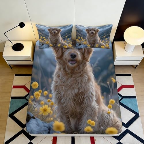 Drap housse Golden Retriever 90x200 cm : idée cadeau originale lit