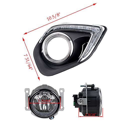 Astra Depot Set 9-Led Daytime Running Light Drl + Front Fog Lamp W/ H11 Bulb Replacement For 2013-2015 Mitsubishi Asx Outlander Sport #TOP2